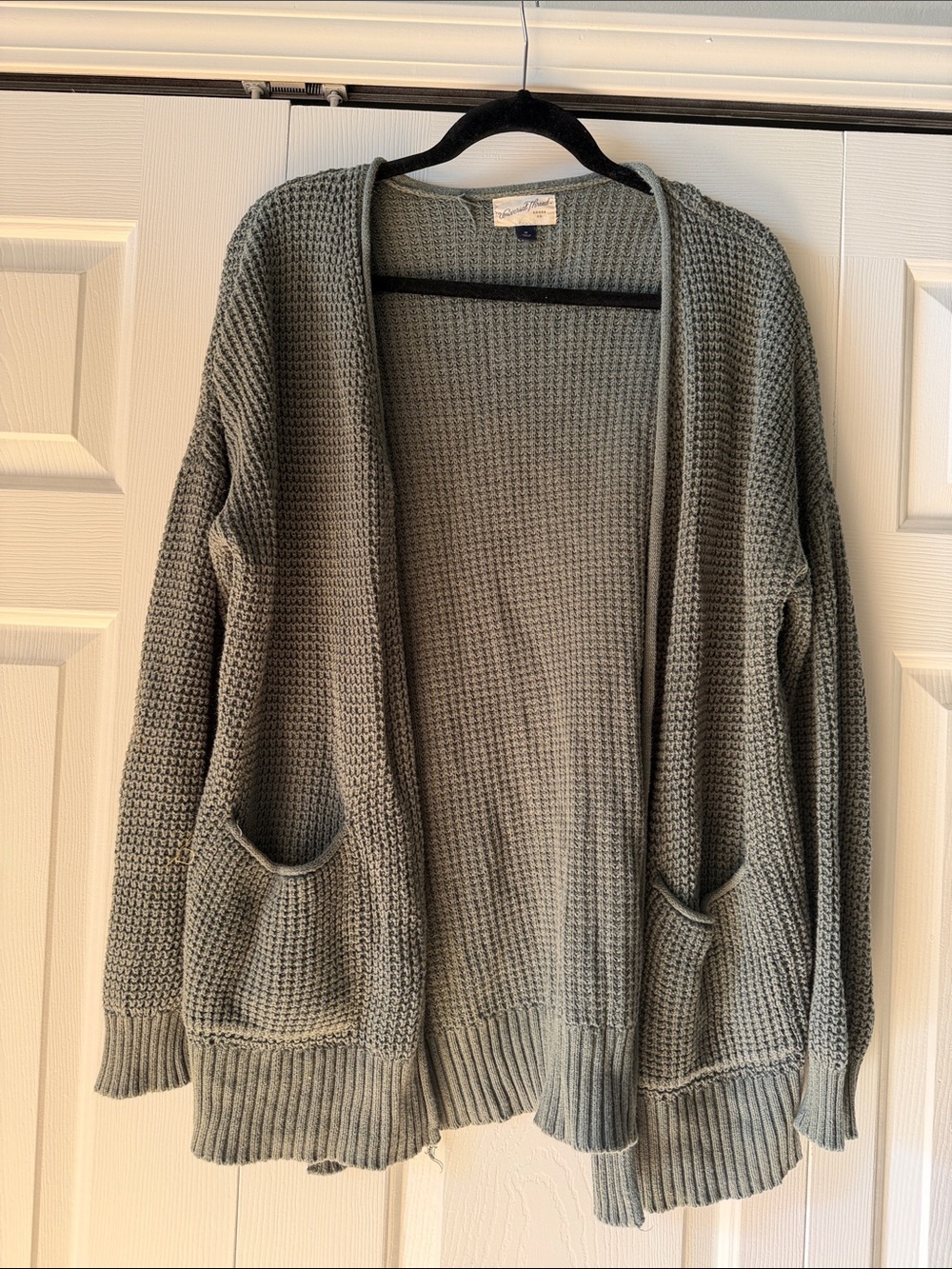 Universal Thread Sage Green Open-Front Knit Cardigan with Pockets